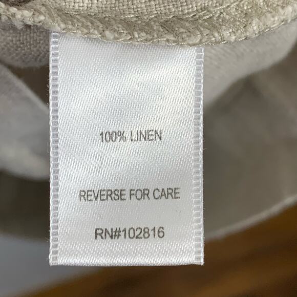 Garnet Hill Shirt Dress Linen Tan Sleeveless Collared Neutral Size 10 - Picture 11 of 11